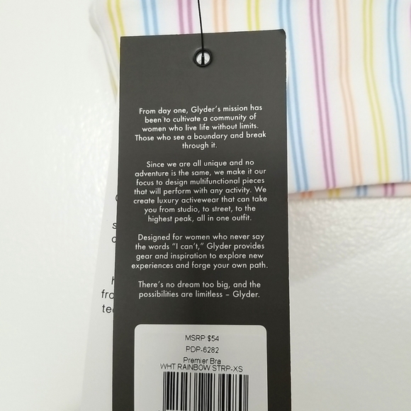 Glyder Premier Bra In White Rainbow Stripe NWT - Picture 6 of 7